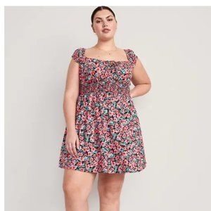 Waist-Defined Floral Mini Dress for Women